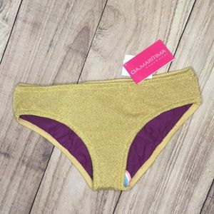 NWT! Gold Lurex CIA Maritima Metallic Gold Bikini Bottoms